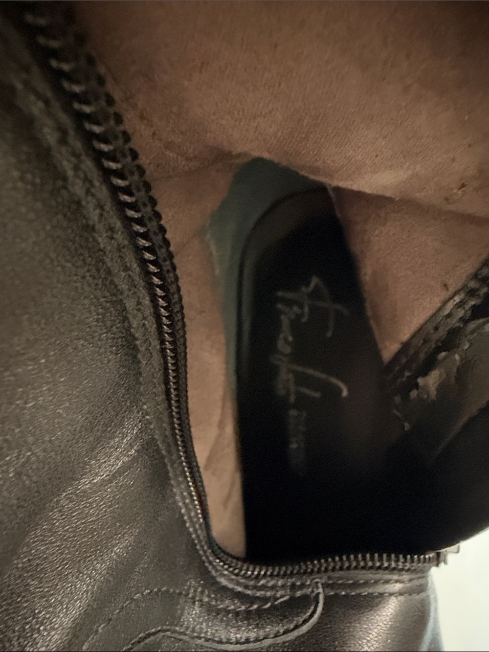 Women's Black Leather Knee-High Wedge Boots - Picture 14 of 15